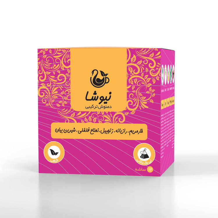 دمنوش خارمریم،رازیانه،زنجبیل، نعناعفلفلی،شیرینبیان 12 عددی